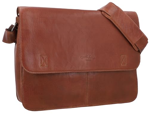 Gusti Umhängetasche Leder - Pharell Damen und Herren Ledertasche Unitasche Businesstasche Aktentasche Laptoptasche Braun Leder von Gusti