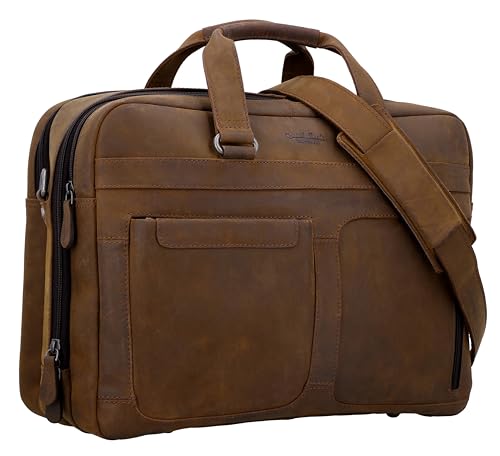 Gusti Umhängetasche Leder - Ripley Laptoptasche Businesstasche Arbeitstasche Braun Leder Herren von Gusti