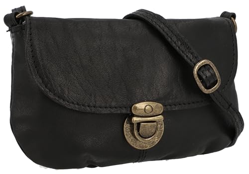 Gusti Umhängetasche Leder - Rona Damen Handtasche Ledertasche Vintage Schwarz Leder von Gusti