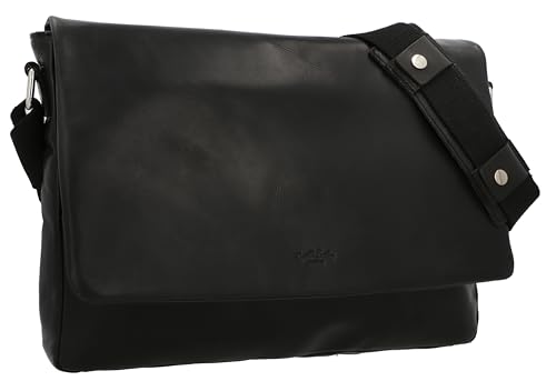 Gusti Umhängetasche Leder-Theodore Chromfrei Aktentasche Unitasche Umhängetasche Arbeitstasche Messenger Bag Lehrertasche Businesstasche groß Laptoptasche Vintage Schwarz Leder von Gusti