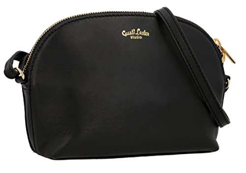 Gusti Umhängetasche Leder - Tilda Handtasche Schultertasche Partytasche Festivaltasche Ledertasche Leder Schwarz Gold Damen von Gusti