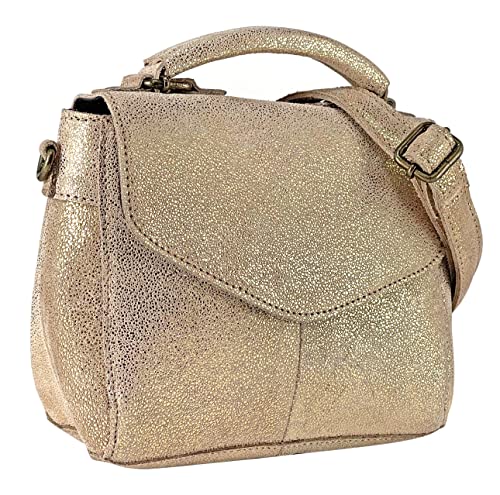 Gusti Umhängetasche Leder - Willow Damen Ledertasche Handtasche Schultertasche Partytasche Abendtasche Gold von Gusti