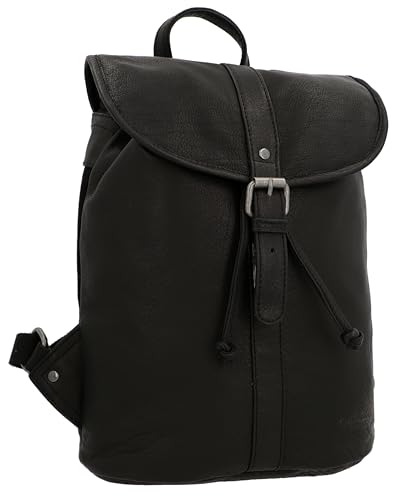 Gusti Unisex Rucksack Leder-Bennett Damen und Herren Rucksack Laptoptasche Cityrucksack Lederrucksack Aktentasche Schwarz Leder 12L von Gusti