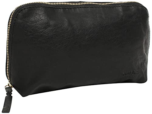 Gusti Waschtasche Leder - Eli Damen und Herren Kulturtasche Kulturbeutel Kosmetiktasche Ledertasche Make-up Tasche Schwarz von Gusti