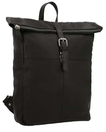 Gusti Rucksack Leder - Valja Damen und Herren Laptoptasche Lederrucksack Schwarz Leder von Gusti