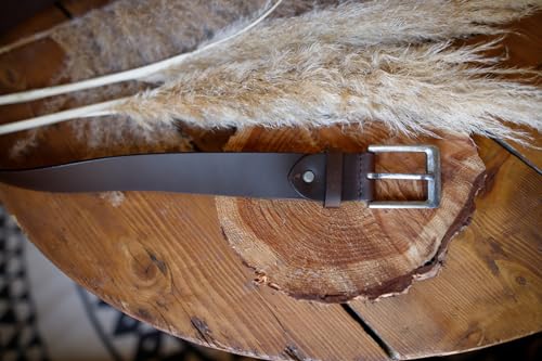 Gusti Gürtel Leder - Kara schlichter Ledergürtel mit silberner Schnalle Anzug Gürtel Herren 90 cm Braun Leder von Gusti