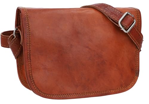 Gusti Handtasche Leder - Summer M Damen Kleine Handtasche Umhängetasche Echt Leder Vintage Braun von Gusti