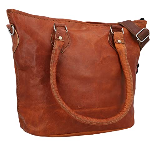 Gusti Shopper Leder - Therese Handtasche Umhängetasche aus Leder Vintage mit Reißverschluss von Gusti