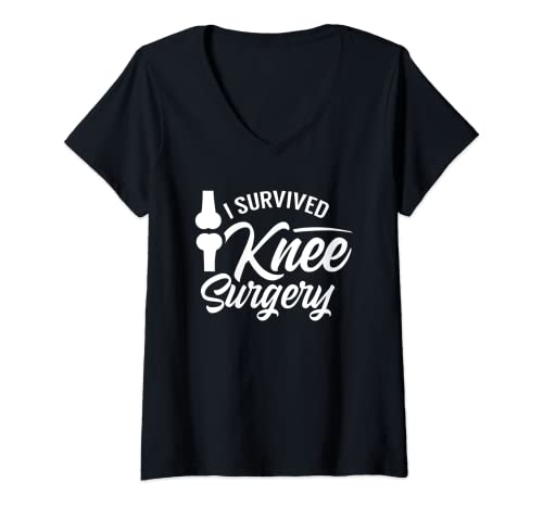 Damen Ich Habe Eine Knieoperation Überlebt Knie Op Erholung T-Shirt mit V-Ausschnitt Damen Ich Habe Eine Knieoperation Überlebt Knie Op Erholung T-Shirt mit V-Ausschnitt von Gute Besserung Sprüche Patient Genesung Überlebt
