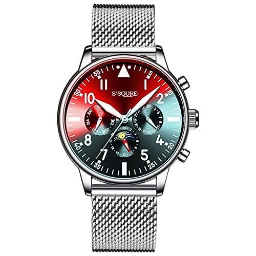 Gute Herrenuhr,Automatische Mechanische Armbanduhr,Schwarz Analog,Datum,Edelstahl.S Armband,Sportuhren,Geschenk(Silber) a von Gute