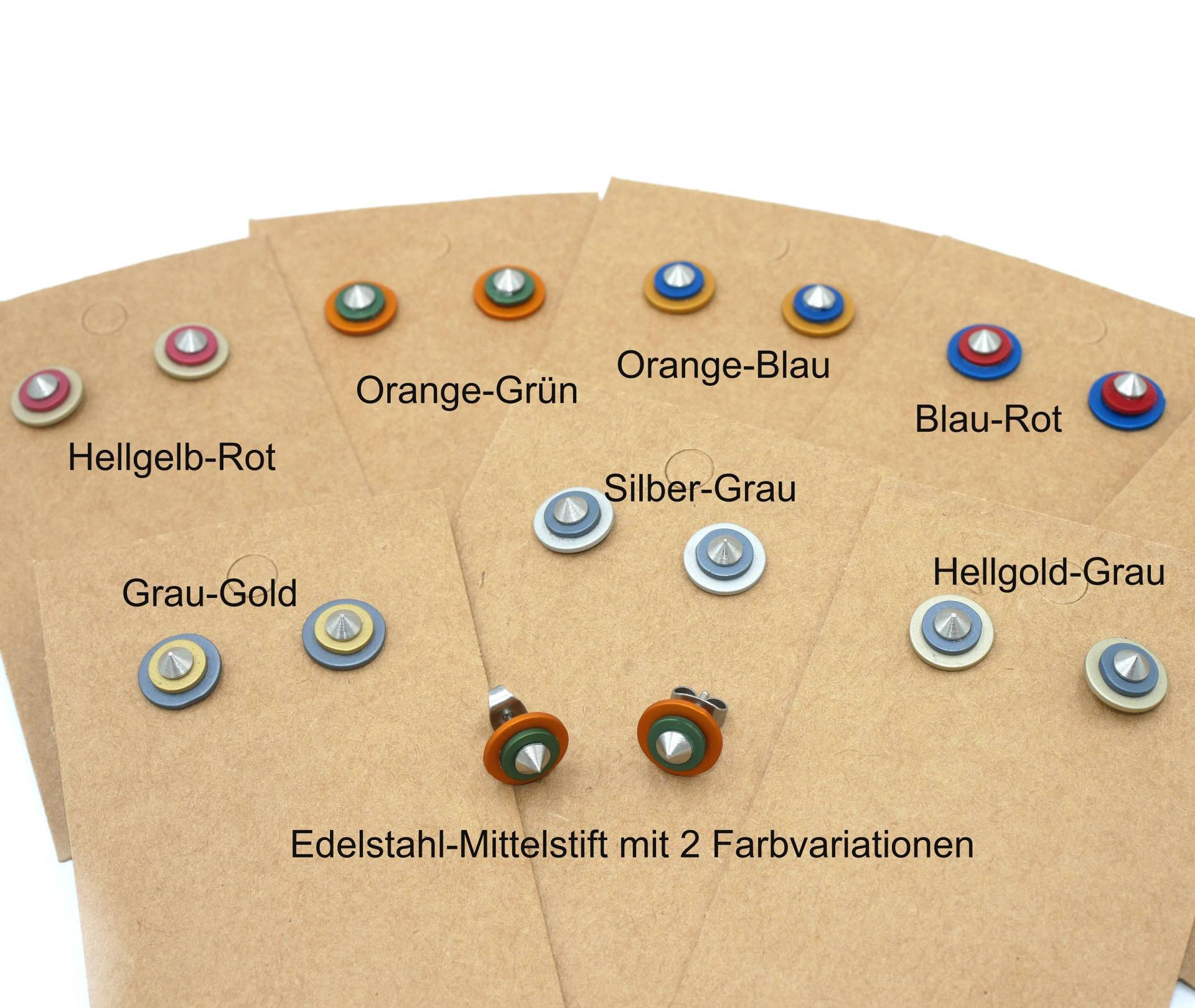 Farbiger Blickfang -Edelstahl Ohrstecker Mit Farbigen Eloxalscheiben, Minimalistisch Modern, Individuell Zusammenstellbar von GuteLauneSchmuckDE