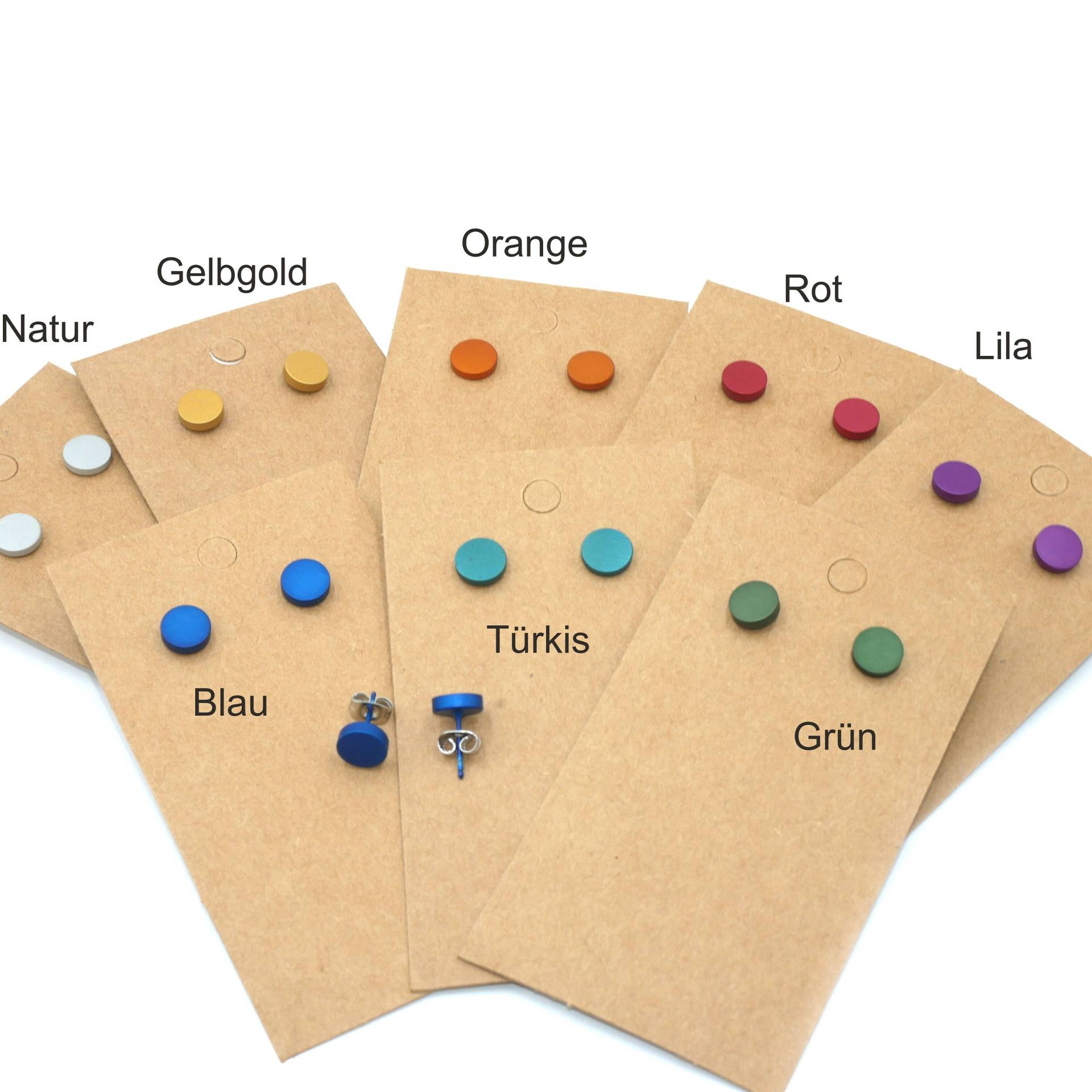 Farbiger Blickfang -Eloxal L Ohrstecker , Minimalistisch Modern, 6mm von GuteLauneSchmuckDE