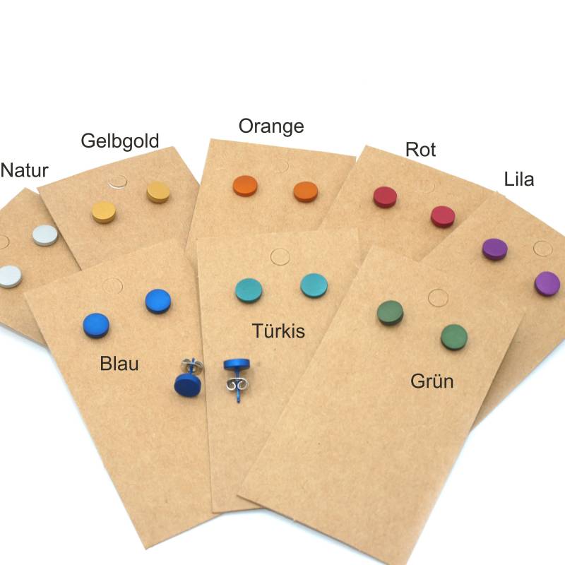 Farbiger Blickfang -Eloxal L Ohrstecker , Minimalistisch Modern, 6mm von GuteLauneSchmuckDE