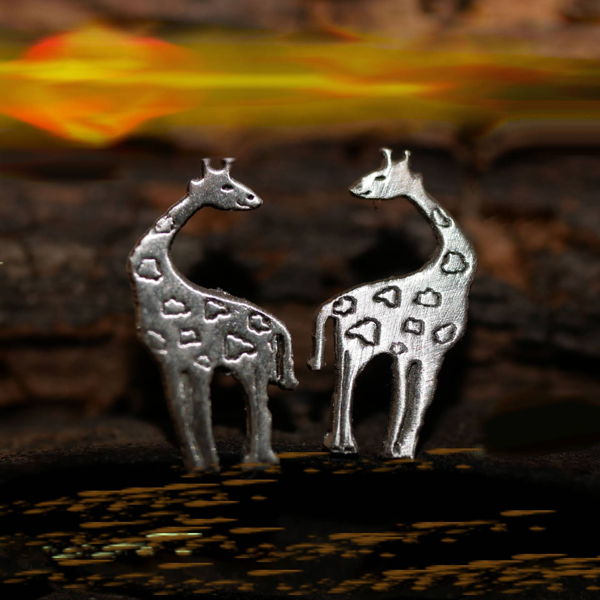 Giraffe, Afrika Und Wildtiere, 925 Silber Ohrschmuck, Ohrstecker Mit Ohrstift Aus Edelstahl, Titan Oder Silber, Geschenkverpackung von GuteLauneSchmuckDE