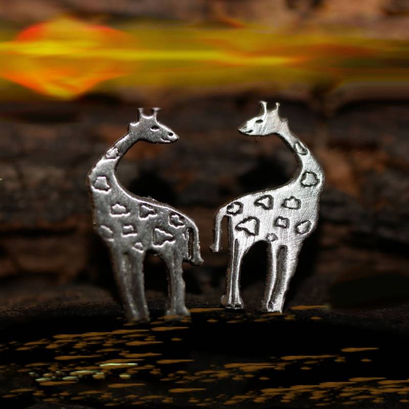 Giraffe, Afrika Und Wildtiere, 925 Silber Ohrschmuck, Ohrstecker Mit Ohrstift Aus Edelstahl, Titan Oder Silber, Geschenkverpackung von GuteLauneSchmuckDE