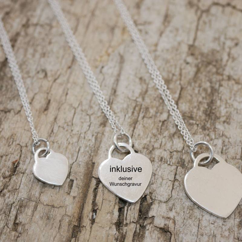 Herzanhänger 925 Silber, Individueller Wunschgravur, Herz - Gravurplatte , Mit Passender Kette, Laser Gravur Personalisiert von GuteLauneSchmuckDE