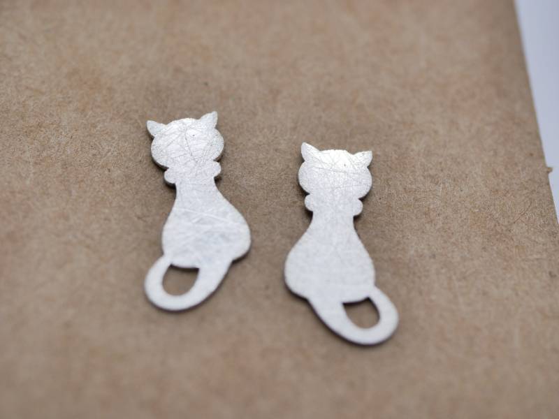 Katze, Ohrstecker, Silber, Katzenfreunde, Haustier, Ohrschmuck, 925, Ohrstift Aus Edelstahl, Anhänger von GuteLauneSchmuckDE