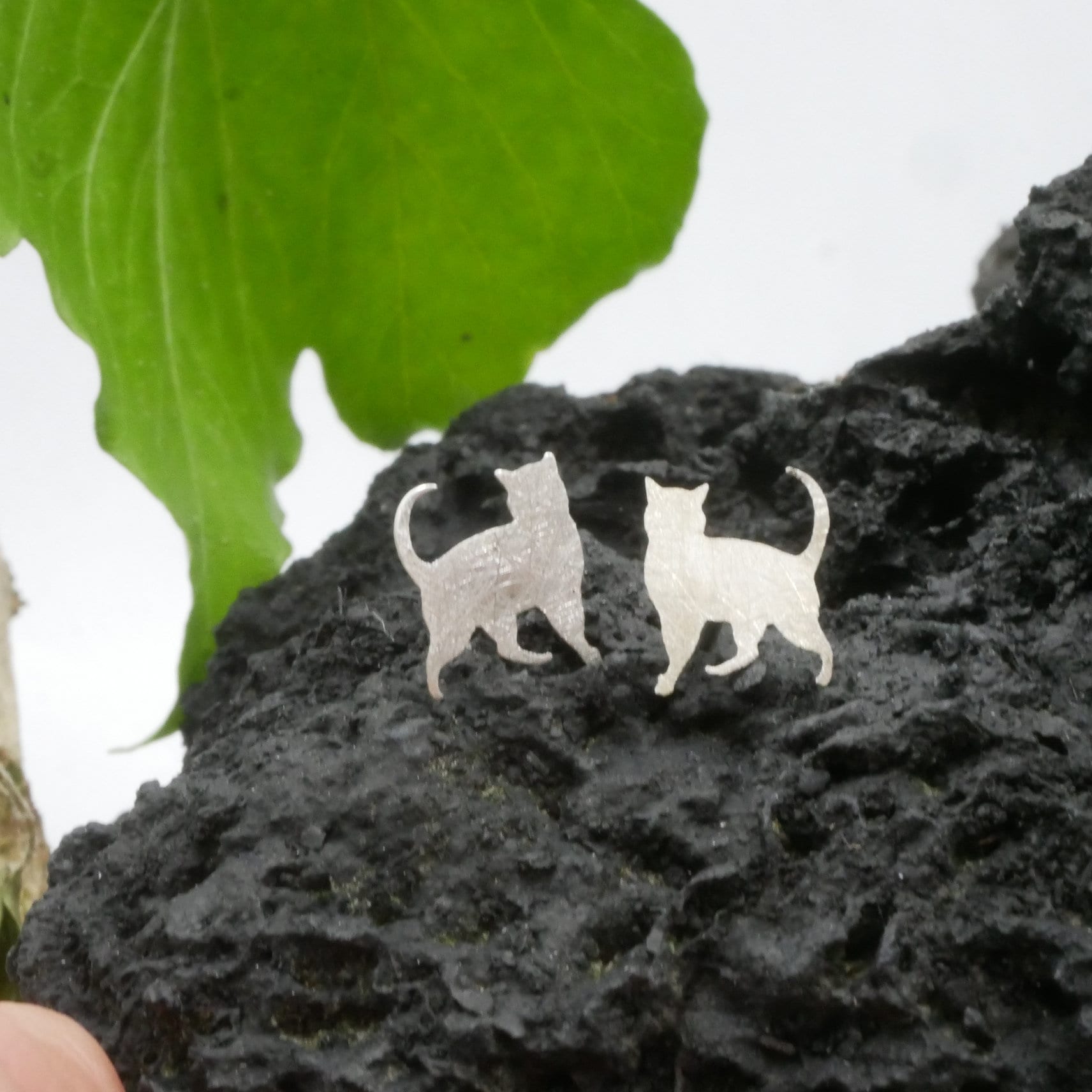 Katze Ohrstecker , Silber 925, in Einer Geschenkkarte von GuteLauneSchmuckDE