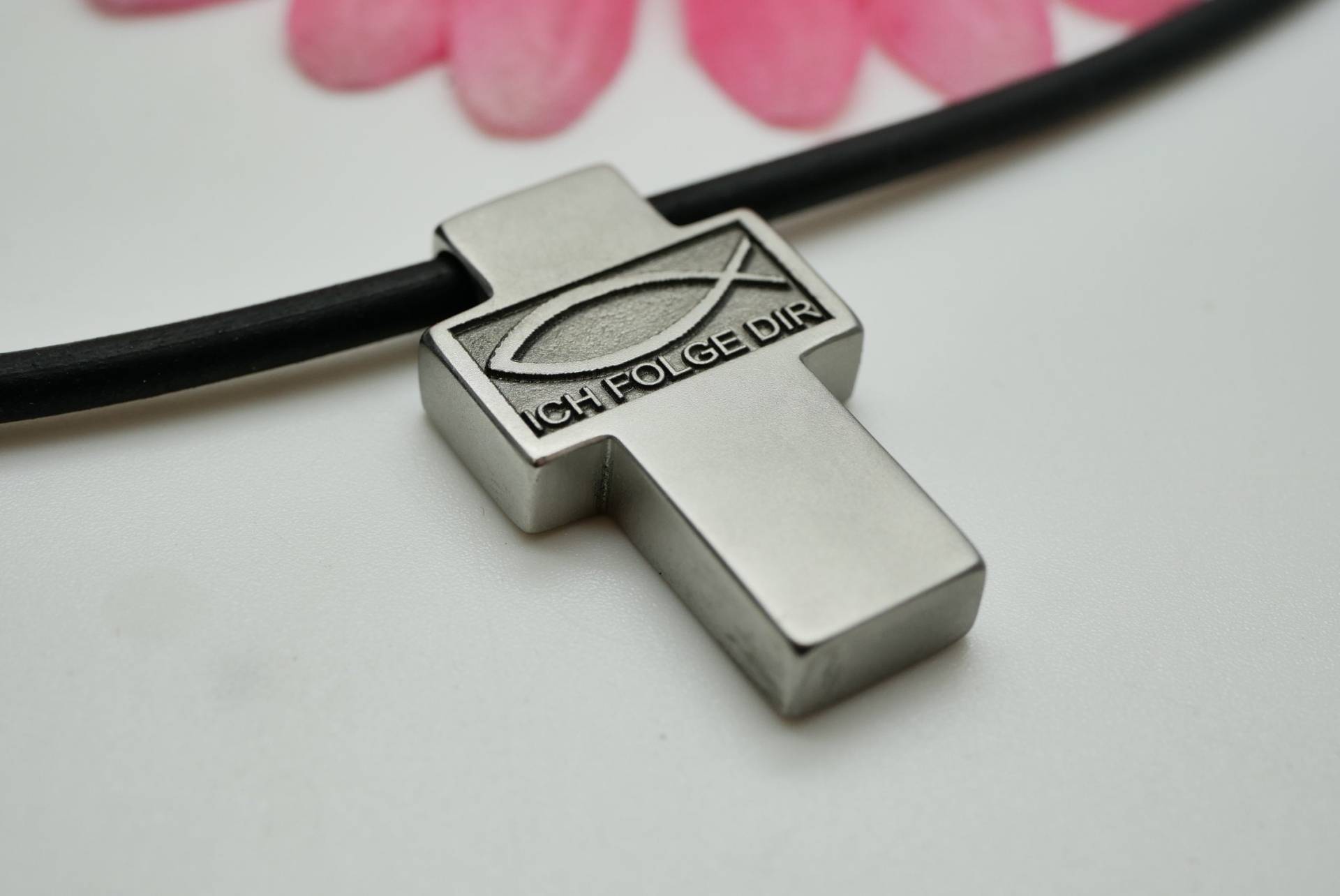 Kreuz, Mit Ichthys, Glaube, Symbol Fisch, Ich Folge Dir... , Vertrauen Kann So Schön Sein, Besondere Anfertigung, Gravur von GuteLauneSchmuckDE