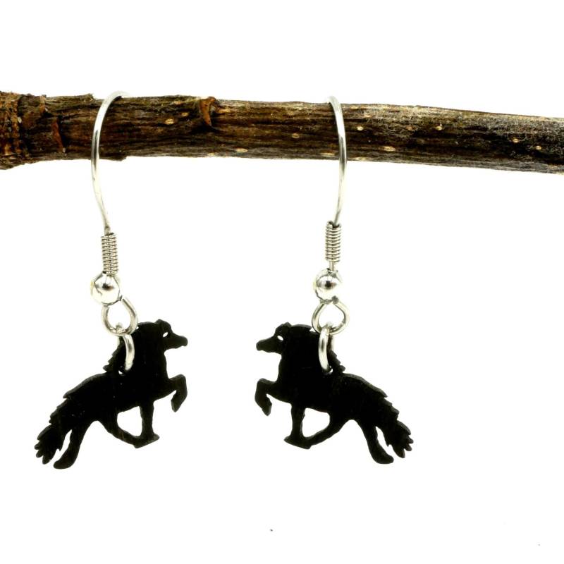 Pferd Ohrhänger Isländer, Tölter, Ebenholz Mit Edelstahlhänger Schmuck, Ebenholz, Tierschmuck von GuteLauneSchmuckDE
