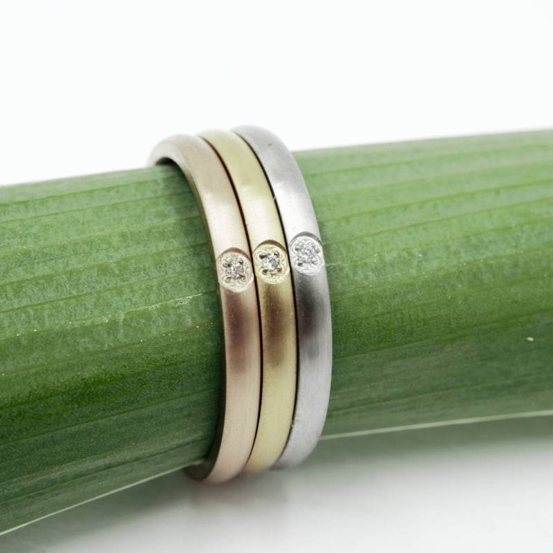 Zarte Ringe; in 3 Farben Edelstahl , Einzeln Oder Im Set - Natur, Vergoldet, Rosé Gold Mit Zirkonia, Verlobung Und Freundschaftringe von GuteLauneSchmuckDE