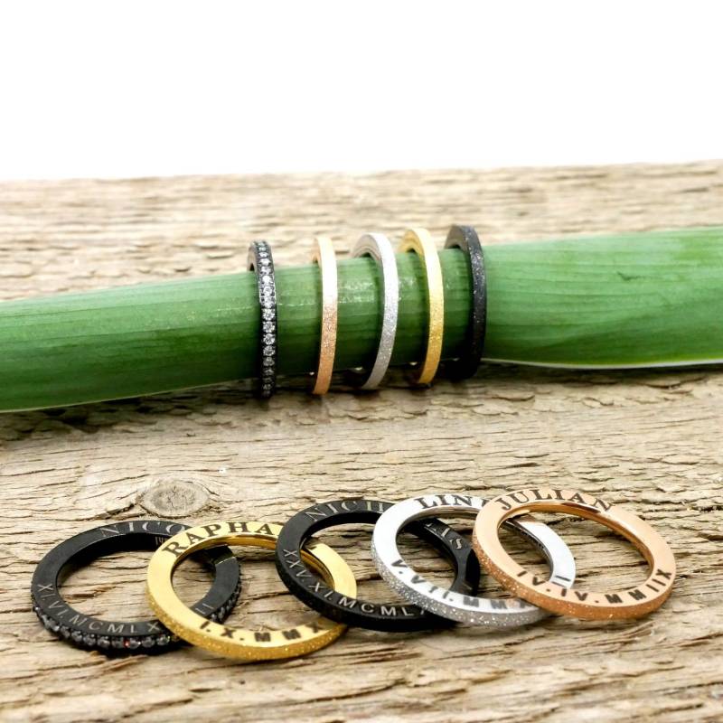 stabelringe, Beisteckringe, 1 Ring Oder Bis Zu 5 Ringe Tragbar, Zusteckring, Personalisierung Für Zitate, Familie, Motivation. Glaube, Liebe von GuteLauneSchmuckDE