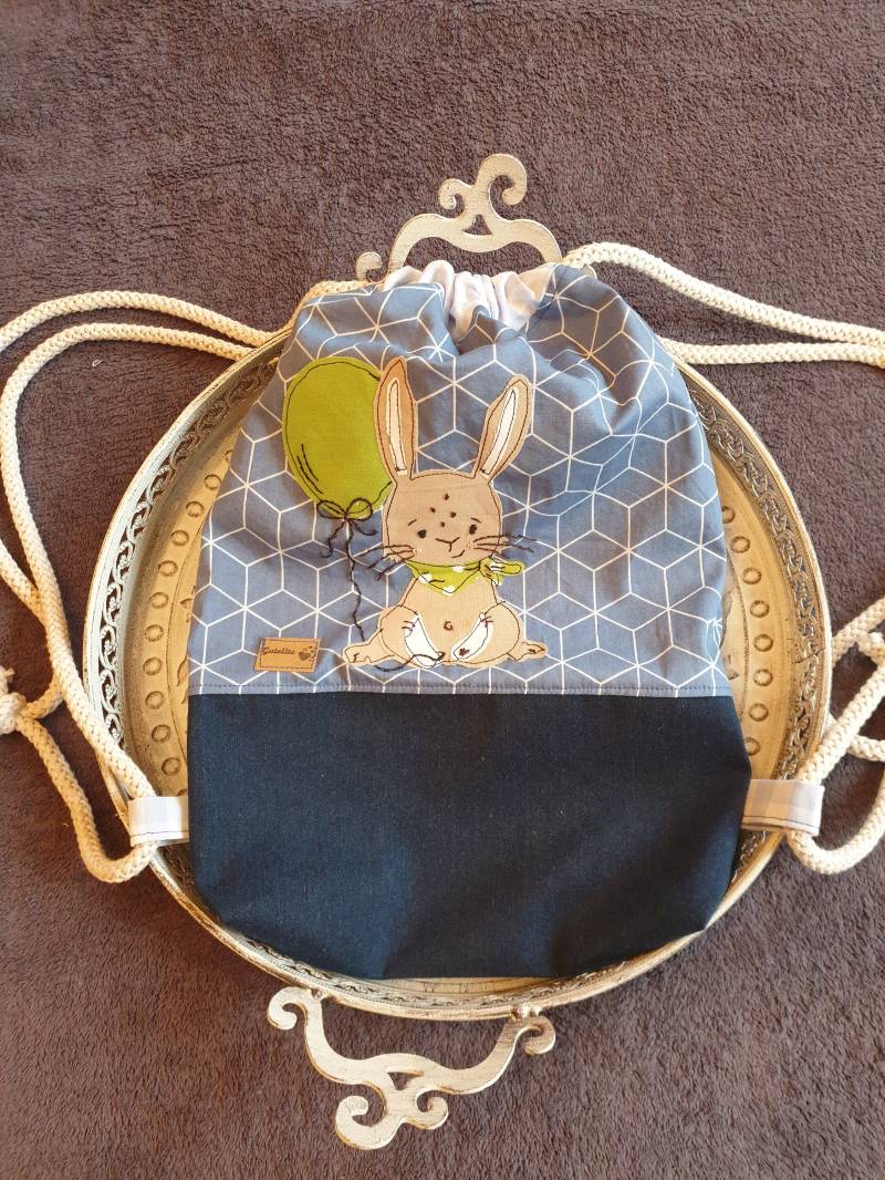 Turnbeutel, Name, Kinderturnbeutel, Rucksack, Hase Henri Mit Ballon Turnbeutel, Name, Kinderturnbeutel, Rucksack, Hase Henri Mit Ballon von GuteUteShop