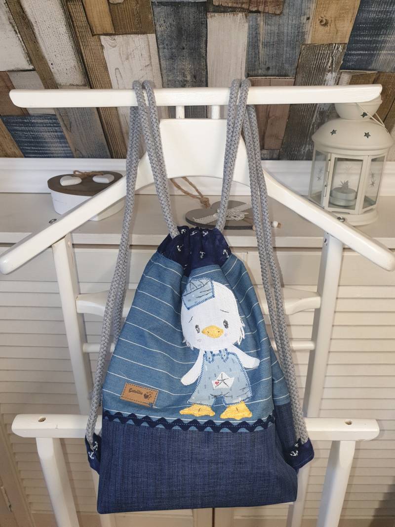 Turnbeutel, Xs Gr. 80 - 104, Name, Rucksack, Kindergartenrucksack, Ahoi Entchen von GuteUteShop