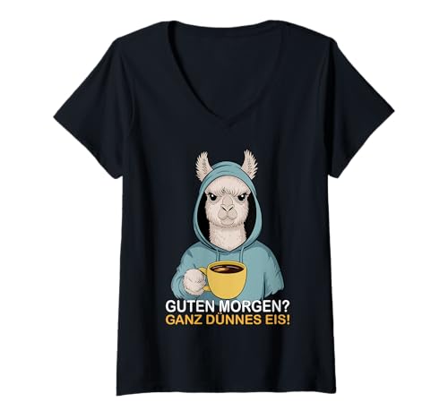 Damen Guten Morgen Ganz Dünnes Eis Lustiges Alpaka T-Shirt mit V-Ausschnitt Damen Guten Morgen Ganz Dünnes Eis Lustiges Alpaka T-Shirt mit V-Ausschnitt von Guten Morgen Ganz Dünnes Eis Alpaka