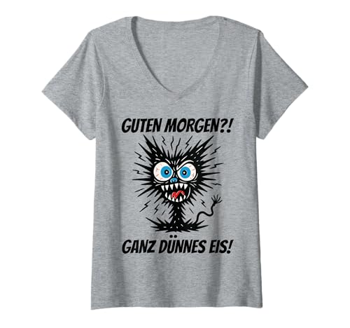 Damen Guten Morgen Ganz Dünnes Eis T-Shirt mit V-Ausschnitt Damen Guten Morgen Ganz Dünnes Eis T-Shirt mit V-Ausschnitt von Guten Morgen Ganz Dünnes Eis Katze