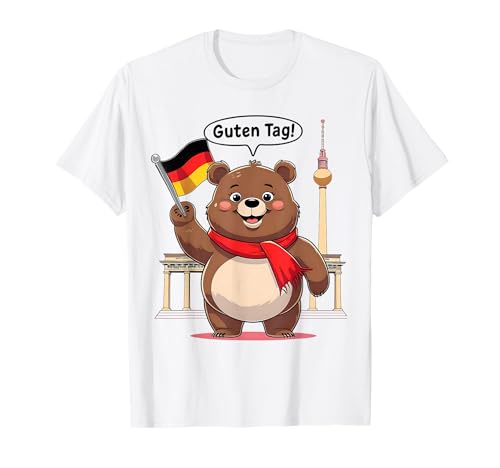 Kinder Deutschland Berlin Bär winkend Deutsche Flagge Souvenir Jungen T-Shirt von Guten Tag German Language Students Teachers Girls