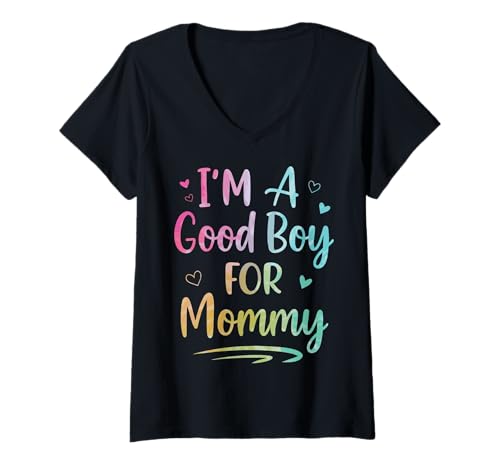 Damen I'm A Good Boy for Mommy T-Shirt mit V-Ausschnitt von Guter Junge Elternteil Lustig Leckerli