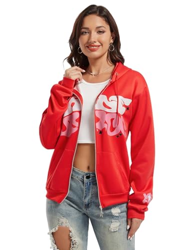 Gutsbox Damen Kapuzenpullover y2k Hoodie Damen Sweatshirt Herren Kapuzenjacke Unisex Pullover Sweatjacke Herren mit Kapuze von Gutsbox