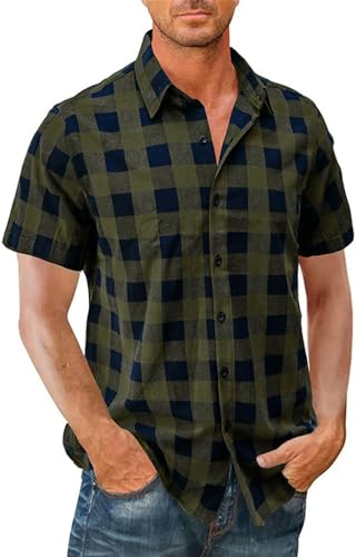 Gutsbox Herren Hemd Kurzarm Regular Fit Herrenhemden Freizeithemd Sommerhemd Aus 100% Baumwolle Kurzarmhemd Grün XXL von Gutsbox