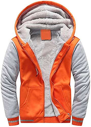 Gutsbox Herren Kapuzenpullover mit Reißverschluss Langarm Kapuzenjacke Sweatjacke Winter Warm Fleece Hoodie Jacke Winterjacke Orange S - 5XL von Gutsbox