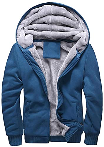 Gutsbox Herren Kapuzenpullover mit Reißverschluss Langarm Kapuzenjacke Sweatjacke Winter Warm Fleece Hoodie Jacke Winterjacke Blau S - 5XL von Gutsbox