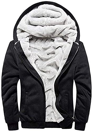 Gutsbox Herren Kapuzenpullover mit Reißverschluss Langarm Kapuzenjacke Sweatjacke Winter Warm Fleece Hoodie Jacke Winterjacke Schwarz S - 5XL von Gutsbox