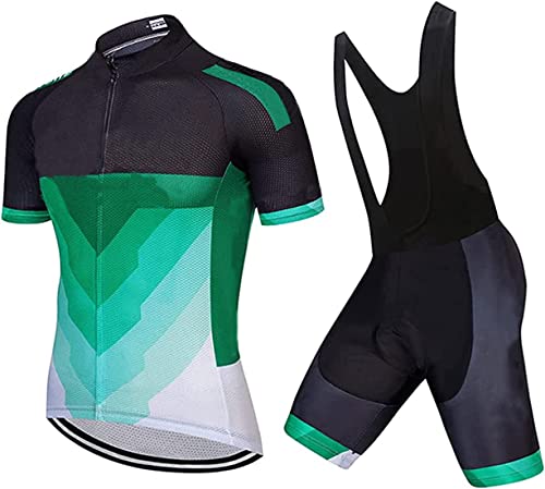 Gutsbox Herren Radtrikot Set, Fahrradtrikot mit 5D Sitzpolster, Rennrad Trikot Herren Fahrradbekleidung Kurzarm + Radlerhose, Atmungsaktiv und Schnell Trockend von Gutsbox