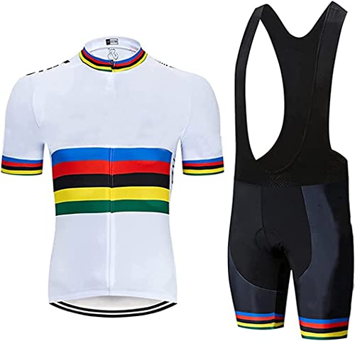 Gutsbox Herren Radtrikot Set, Fahrradtrikot mit 5D Sitzpolster, Rennrad Trikot Herren Fahrradbekleidung Kurzarm + Radlerhose, Atmungsaktiv und Schnell Trockend von Gutsbox