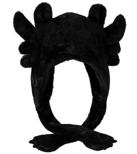 Guturris Niedlicher Drachenhut Tierhut mit beweglichen Ohren Ohrenspringende Mütze Partyhut Neuartiger lustiger Hut für Erwachsene Kinder Einheitsgröße Schwarzer Drache von Guturris