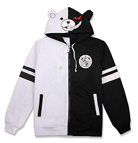 Guturris Schwarzweiss Bär Hoodie Reißverschluss Jacke Uniform Monokuma Cosplay Kostüm Anime Hoodie Unisex Schwarz-Weiss S von Guturris