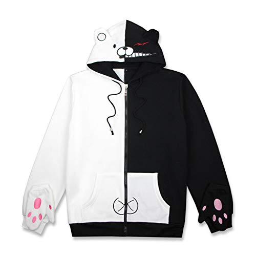 Guturris Unisex Danganronpa Monokuma Sweatshirts Schwarz Weiß Bär Hoodies Reißverschluss Jacke Uniform (Handschuhe) L von Guturris