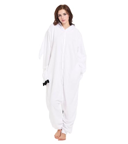 Guturris Unisex Weiß Drache Onesie Pyjamas Tier Kostüm Schlafanzug Halloween Cosplay Jumpsuit Nachtwäsche für Erwachsene XXL von Guturris