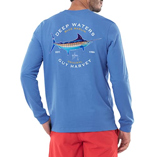 Guy Harvey Billfish Collection Herren Langarm-T-Shirt, Azure Blue/Deep Waters, XL von Guy Harvey