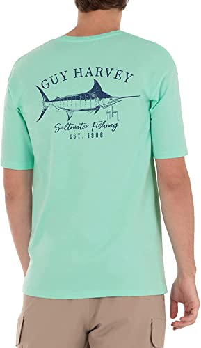 Guy Harvey Billfish Collection Herren-T-Shirt, kurzärmelig, Strandglas/Marlin-Skizze, 3X-Groß von Guy Harvey