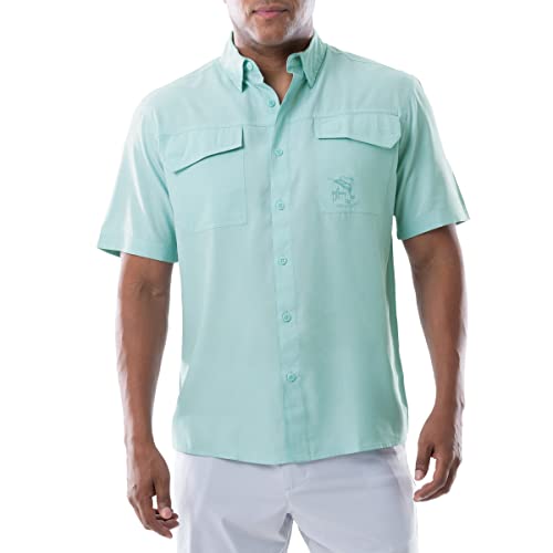 Guy Harvey Herren Kurzarm Performance Angelshirt, Hell, blau, 3X-Groß von Guy Harvey
