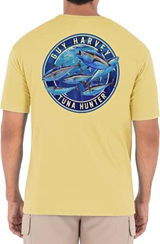 Guy Harvey Offshore Fish Collection Herren T-Shirt, kurzärmelig, mit Tasche, Sunshine / Thunfisch Hunter, Mittel von Guy Harvey