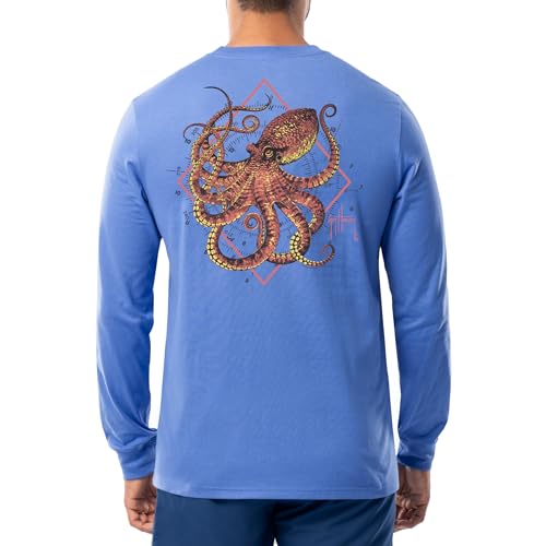 Guy Harvey Offshore Fish Collection Langarm-T-Shirt für Herren, Azure Blue/Devilfish, XL von Guy Harvey