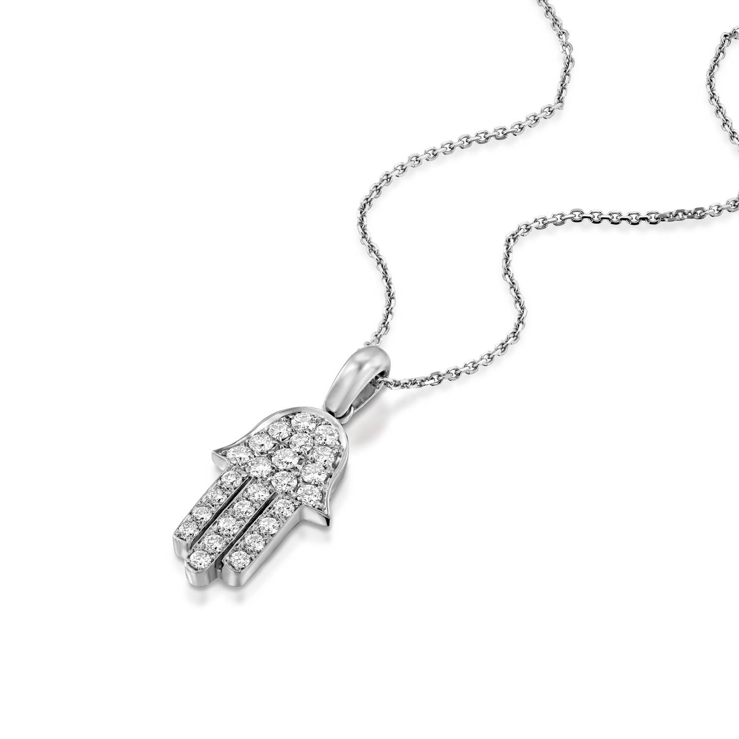 0, 44 Karat Diamant Hamsa 18K Weißgold Halskette von GuyGrossJewelry
