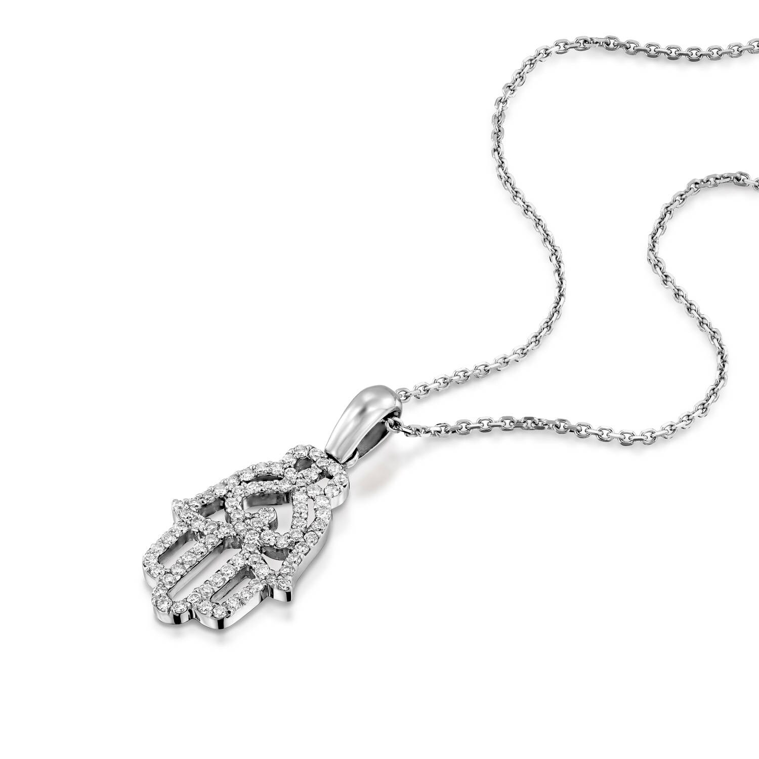 0.31Ct Diamant Hamsa Anhänger Halskette, Einzigartige Hand Charme Glücksbringer von GuyGrossJewelry
